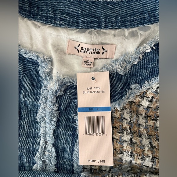 🚨SOLD🚨 NWT Nanette Lepora Chic Tweed & Denim Contrast Jacket - Picture 5 of 7